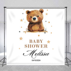 Aperturee - Custom Cute Bear Stars Baby Shower Party Backdrop