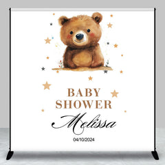 Aperturee - Custom Cute Bear Stars Baby Shower Party Backdrop