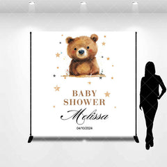 Aperturee - Custom Cute Bear Stars Baby Shower Party Backdrop