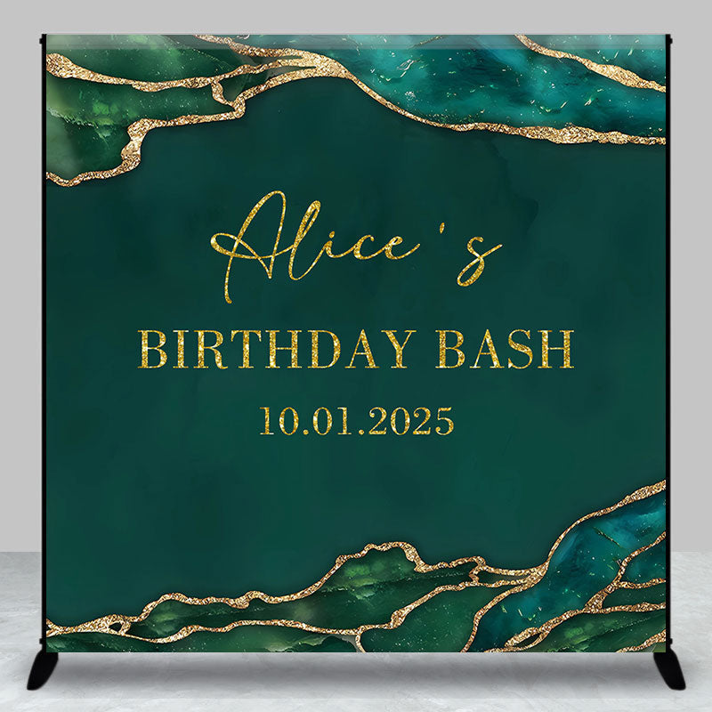 Aperturee - Custom Dark Green Marble Texture Birthday Backdrop