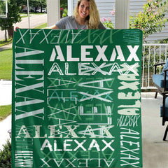 Lofaris Custom Dark Green Name Soft Blanket Family Souvenir