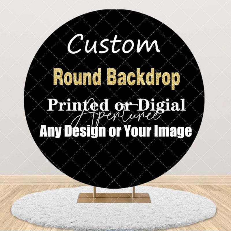 Aperturee Custom Design Round Black Party Photo Backdrop Banner