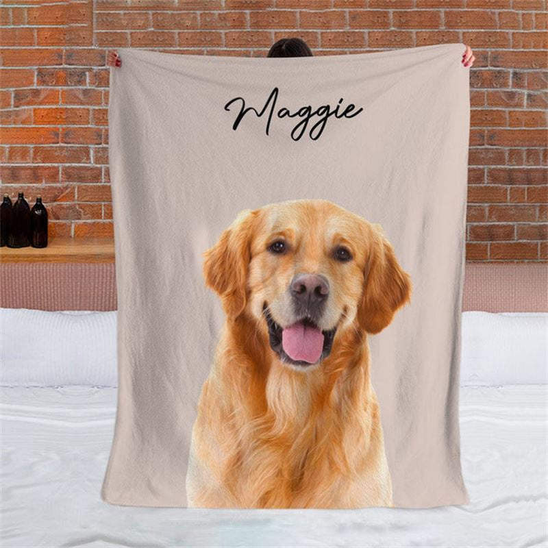 Aperturee - Custom Dog Cat Photo Name Pet Oil Painting Blanket