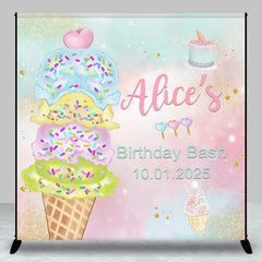 Aperturee - Custom Dreamlike Icecream Cake 3rd Birthday Backdrop