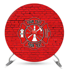 Aperturee - Custom Firemen Theme Red Brick Wall Round Backdrop Kit