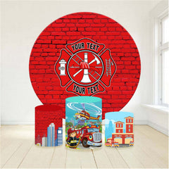 Aperturee Custom Firemen Theme Red Brick Wall Round Backdrop Kit