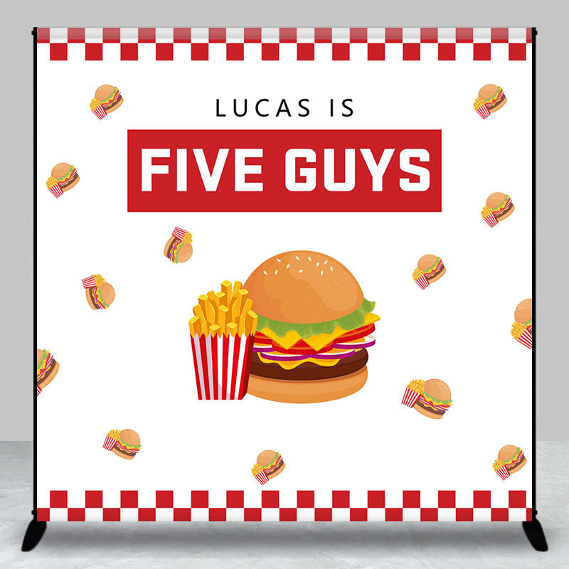 Aperturee - Custom Five Guys Burger Fries 5th Birthday Backdrop