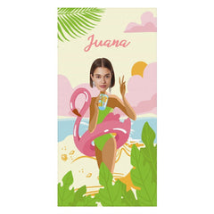 Aperturee - Custom Flamingo Seaside Beach Photo Beach Towel