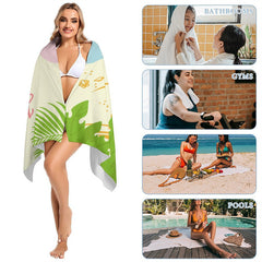 Aperturee - Custom Flamingo Seaside Beach Photo Beach Towel