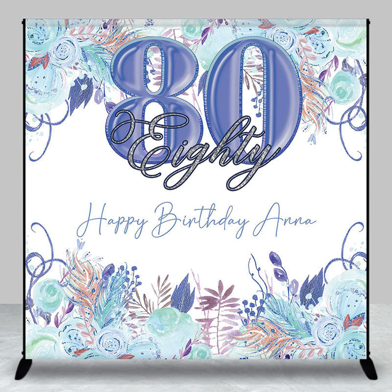 Aperturee - Custom Floral Boho Leaves 80th Birthday Backdrop