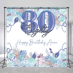 Aperturee - Custom Floral Boho Leaves 80th Birthday Backdrop