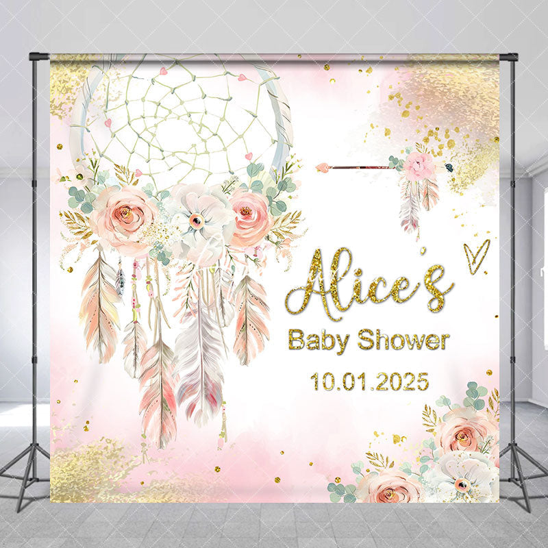 Aperturee - Custom Flowers Dreamcatcher Baby Shower Backdrop