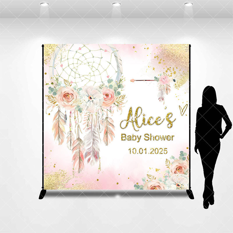 Aperturee - Custom Flowers Dreamcatcher Baby Shower Backdrop