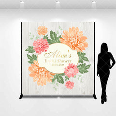 Aperturee - Custom Flowers Wood Texture Bridal Shower Backdrop