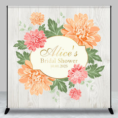 Aperturee - Custom Flowers Wood Texture Bridal Shower Backdrop