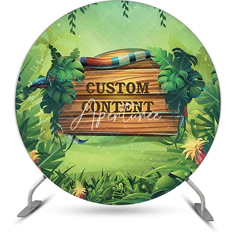 Aperturee - Custom Forest Wood Plank Round Birthday Backdrop