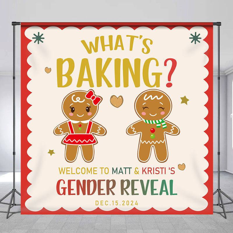 Aperturee - Custom Gingerbread Christmas Gender Reveal Backdrop