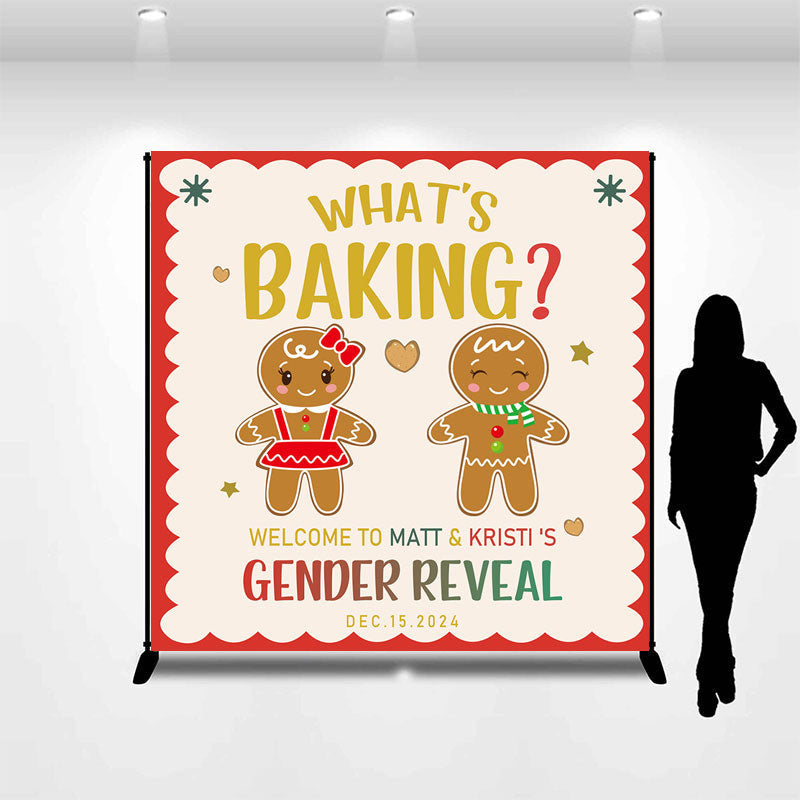 Aperturee - Custom Gingerbread Christmas Gender Reveal Backdrop