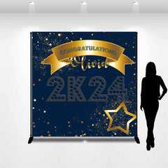 Aperturee - Custom Glitter Navy Blue Graduation Party Backdrop