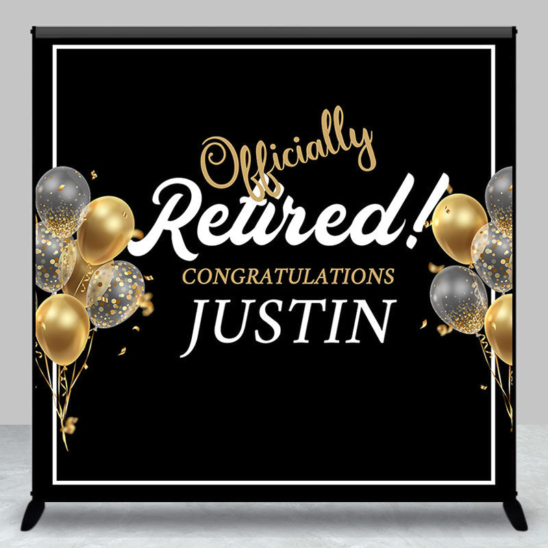 Aperturee - Custom Gold Black Retirement Celebration Party Backdrop