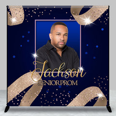 Aperturee - Custom Gold Blue Glitter Senior Prom Grad Backdrop