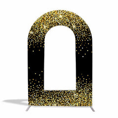 Aperturee - Custom Gold Glitter Black Open Arch Party Backdrop