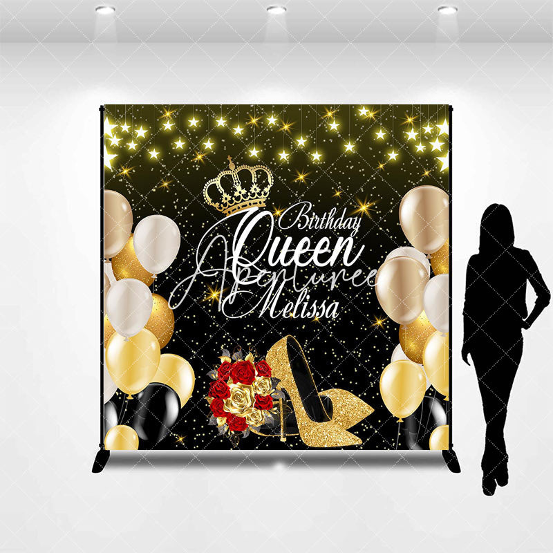 Aperturee - Custom Gold Star High Heel Queen Birthday Backdrop