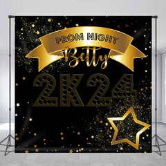 Aperturee - Custom Golden Star Night Black Dance Prom Backdrop