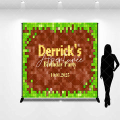 Aperturee - Custom Green Brown Mosaic Game Birthday Backdrop