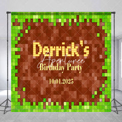 Aperturee - Custom Green Brown Mosaic Game Birthday Backdrop