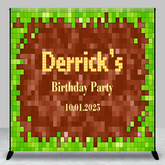 Aperturee - Custom Green Brown Mosaic Game Birthday Backdrop