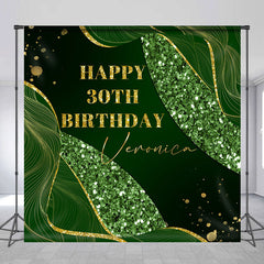 Aperturee - Custom Green Gold Line Sequin 30th Birthday Backdrop