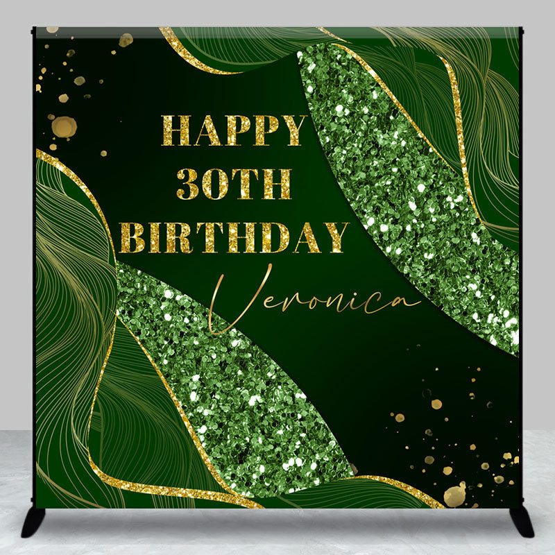 Aperturee - Custom Green Gold Line Sequin 30th Birthday Backdrop