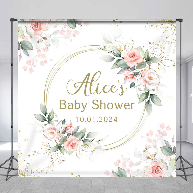 Aperturee - Custom Green Leaf Floral Spring Baby Shower Backdrop