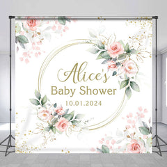 Aperturee - Custom Green Leaf Floral Spring Baby Shower Backdrop