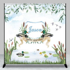 Aperturee - Custom Greenery Teal Pond Spring Birthday Backdrop