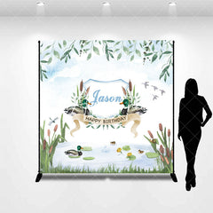 Aperturee - Custom Greenery Teal Pond Spring Birthday Backdrop