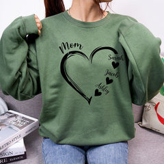 Aperturee - Custom Heart Sweatshirt Grandma With Kids Name Christmas Gifts