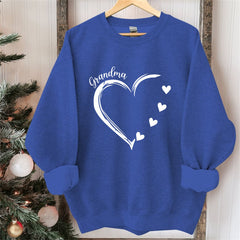 Aperturee - Custom Heart Sweatshirt Grandma With Kids Name Christmas Gifts