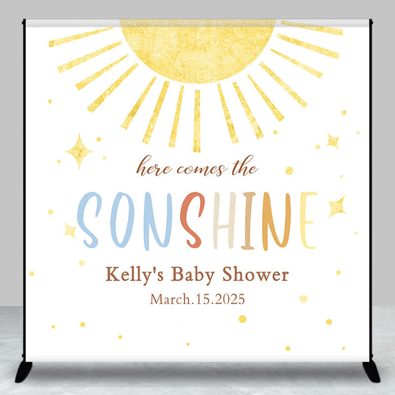 Aperturee - Custom Here Comes The Sonshine Baby Shower Backdrop