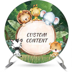 Aperturee - Custom Jungle Animals Round Baby Shower Backdrop