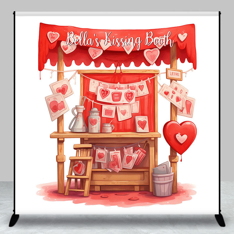 Aperturee - Custom Kissing Booth Hearts Valentines Day Backdrop