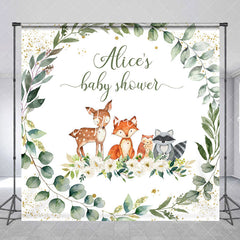 Aperturee - Custom Leaves Safari Animals Baby Shower Backdrop