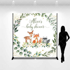 Aperturee - Custom Leaves Safari Animals Baby Shower Backdrop