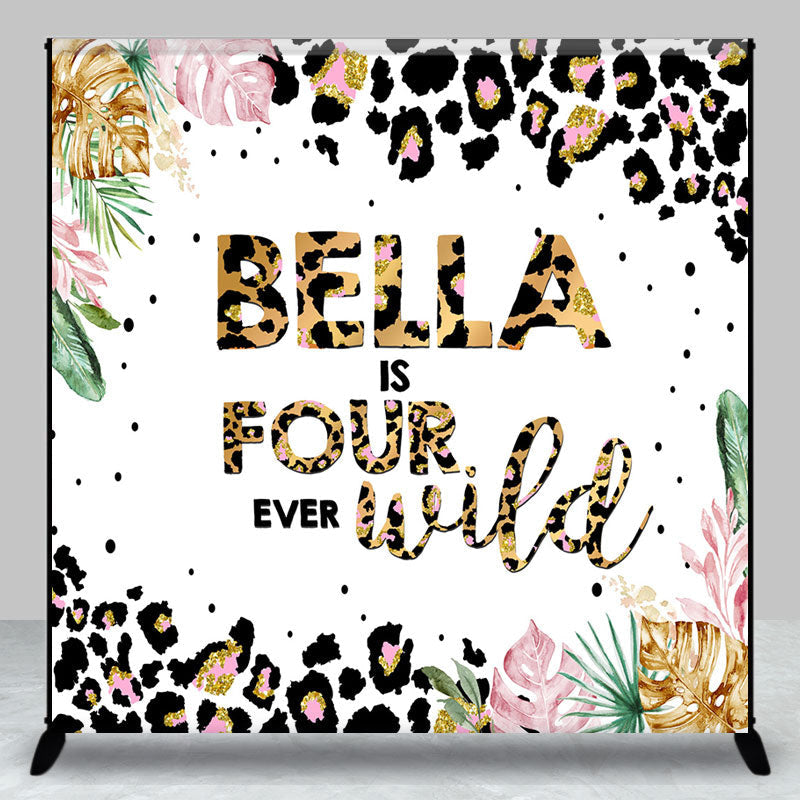 Aperturee - Custom Leopard Name Monstera 4th Birthday Backdrop