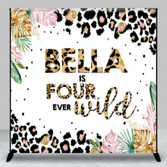 Aperturee - Custom Leopard Name Monstera 4th Birthday Backdrop