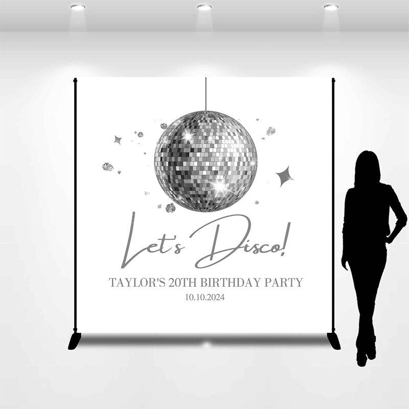 Aperturee - Custom Lets Disco Silver Ball 20th Birthday Backdrop