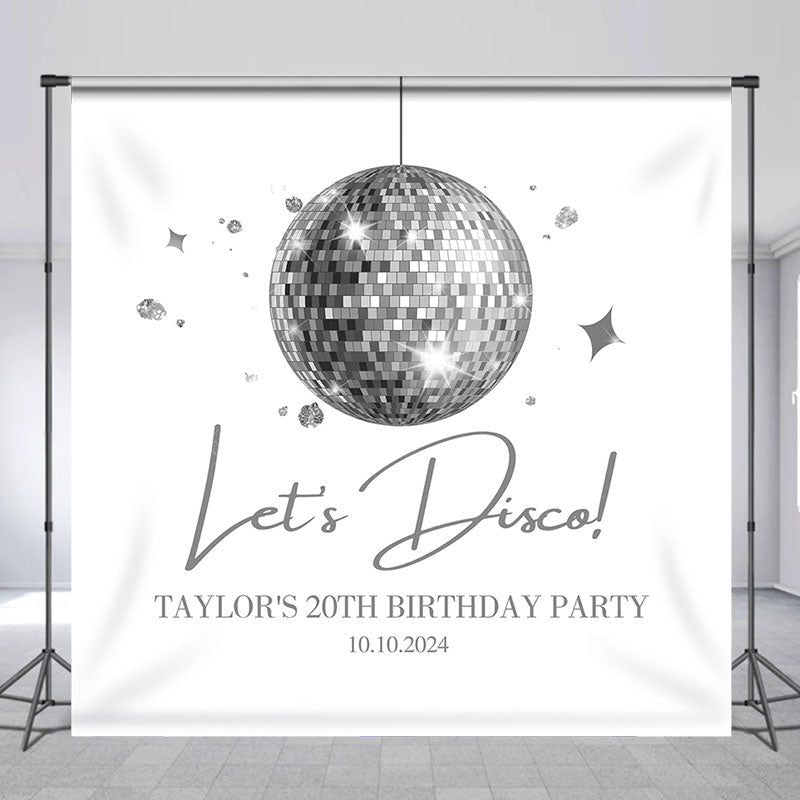 Aperturee - Custom Lets Disco Silver Ball 20th Birthday Backdrop