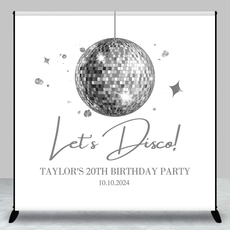 Aperturee - Custom Lets Disco Silver Ball 20th Birthday Backdrop