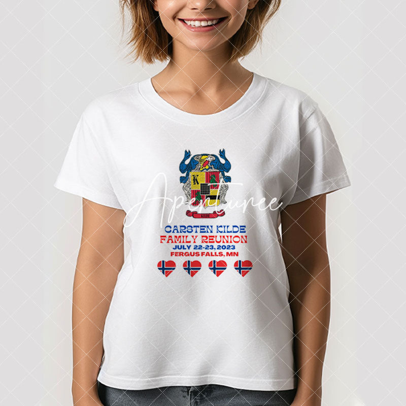 Aperturee - Custom Logo Name Heart Family Reunion T-Shirt